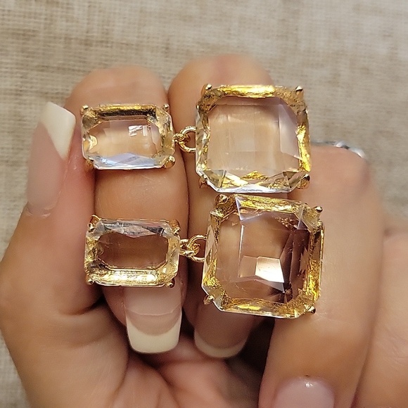 FACETED CRYSTAL DROP EARRINGS - Picture 4 of 8